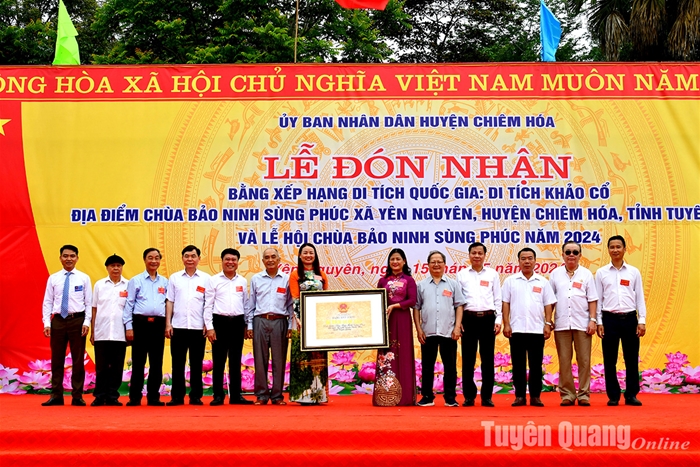 Chiêm Hoá đón nhận Bằng xếp hạng Di tích quốc gia Di tích khảo cổ địa điểm chùa Bảo Ninh Sùng Phúc