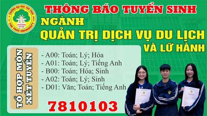 Thông báo tuyển sinh ngành Quản trị dịch vụ Du lịch và Lữ hành